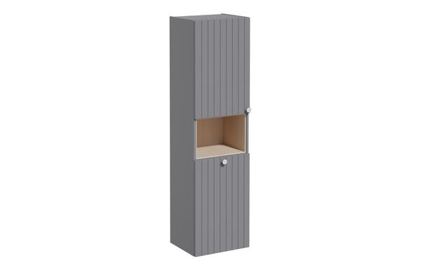 VitrA Root Groove 40cm 2 Door Semi-Tall Unit w/Laundry Basket (LH Hinge) - Matt Grey